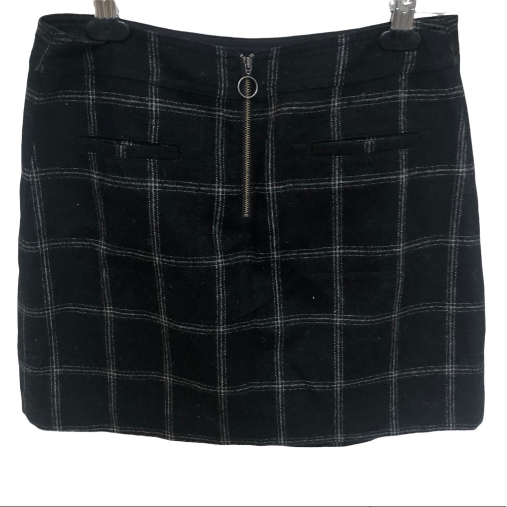 Madewell Womens Sz 6 Mini Skirt Wool Blend Front Zip Gray Lined Plaids